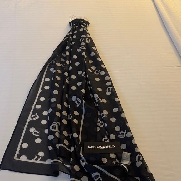 Karl Lagerfeld Accessories - Karl Lagerfeld Black Scarf with White Dots